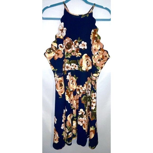 Altered State Dresses & Skirts - Altered State Dress Scalloped Navy Base With Floral Design Women’s Size Large